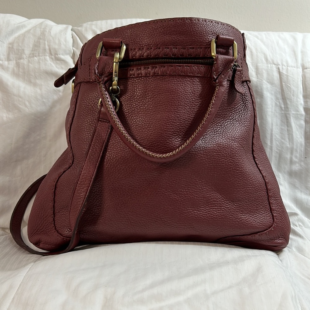 Carla Mancini Grace Wine Woven & Leather Large Shoulder Bag - Picture 2 of 9